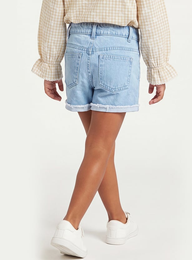 Girls Embroidered Denim Shorts