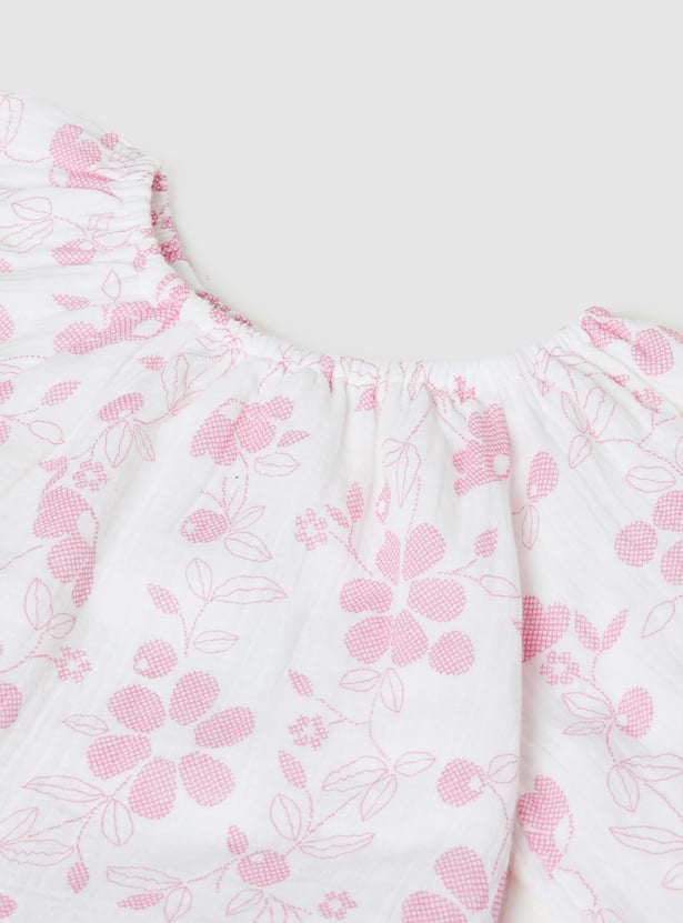Girls Floral Print Trousers Set