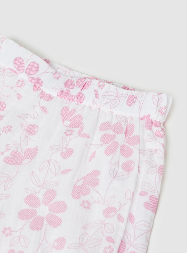 Girls Floral Print Trousers Set