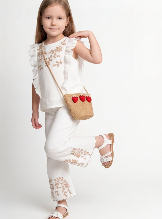 Girls Embroidered Trousers Set