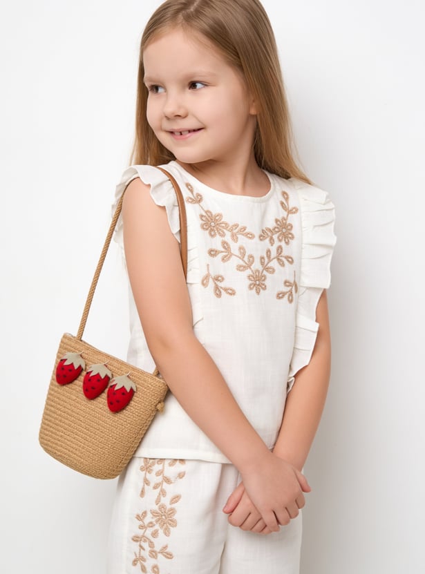 Girls Embroidered Trousers Set