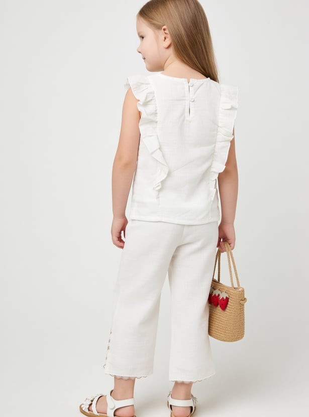 Girls Embroidered Trousers Set