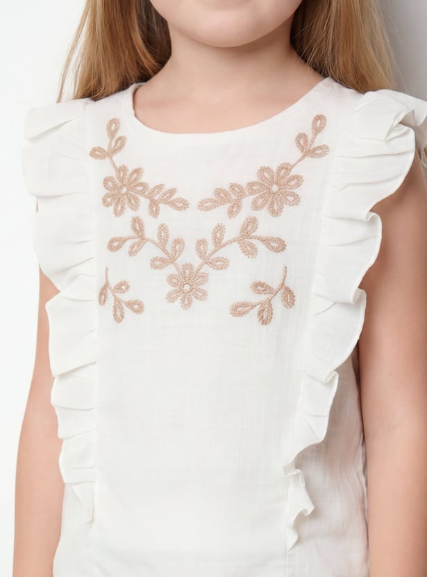 Girls Embroidered Trousers Set