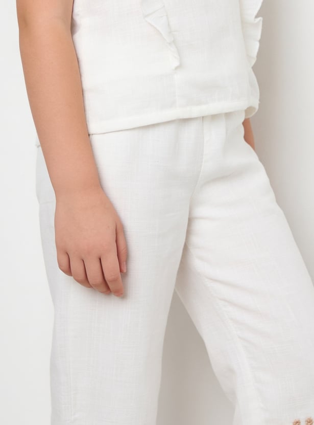 Girls Embroidered Trousers Set