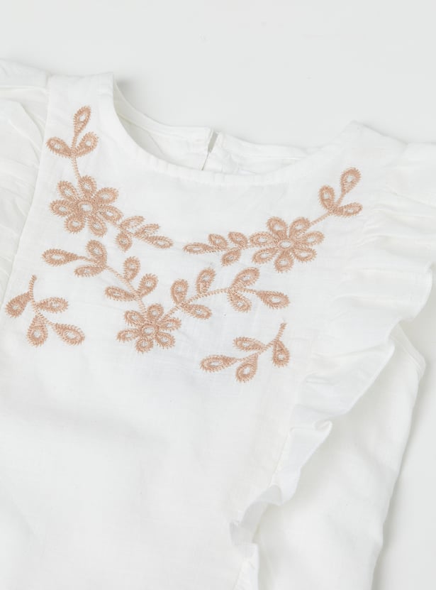 Girls Embroidered Trousers Set