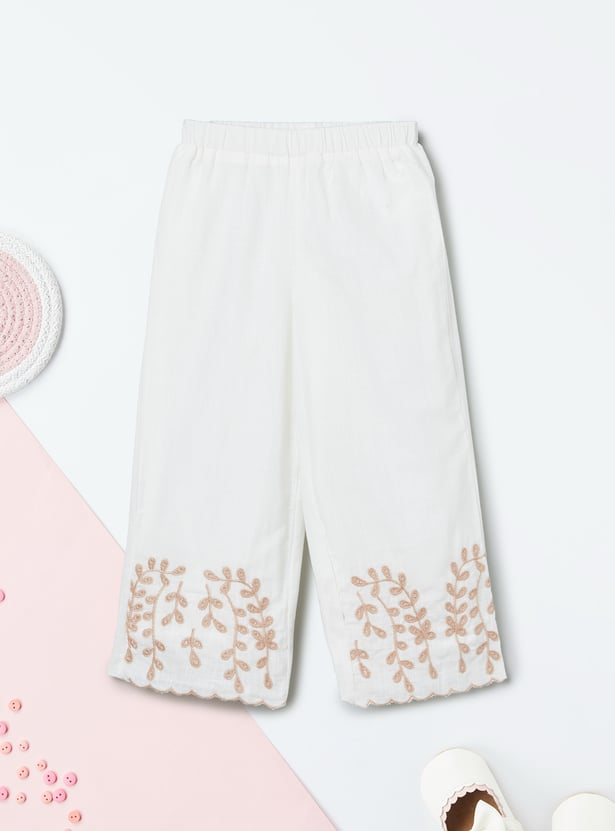 Girls Embroidered Trousers Set