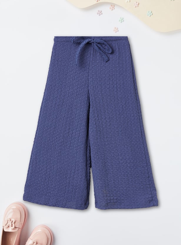 Girls Textured Wide-Leg Pants