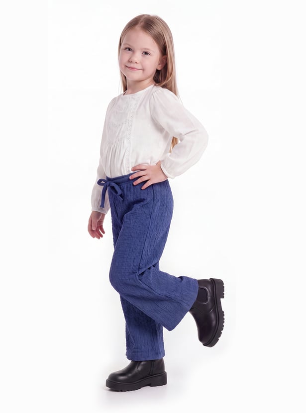 Girls Textured Wide-Leg Pants