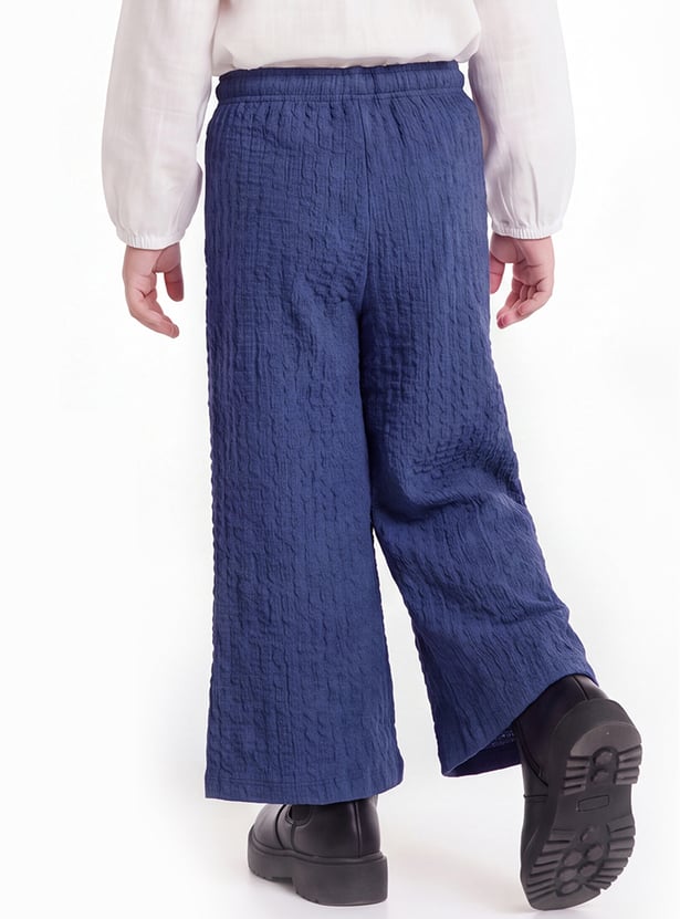 Girls Textured Wide-Leg Pants