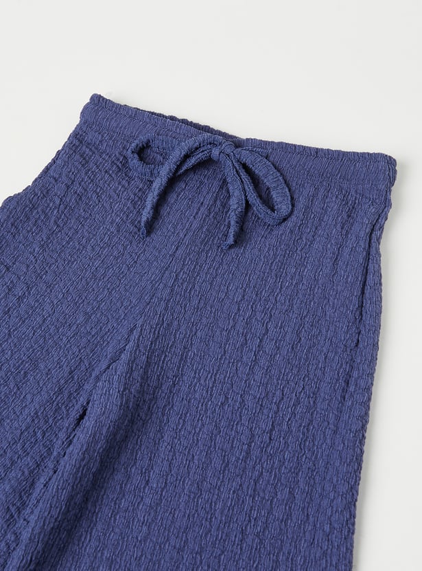 Girls Textured Wide-Leg Pants