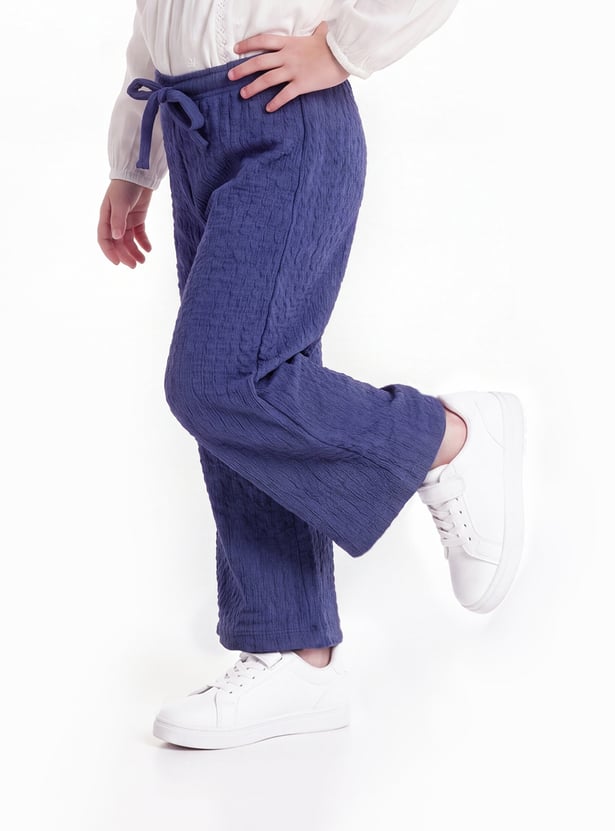 Girls Textured Wide-Leg Pants