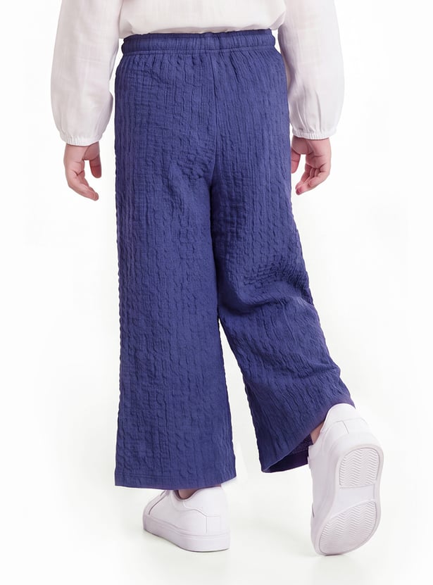 Girls Textured Wide-Leg Pants