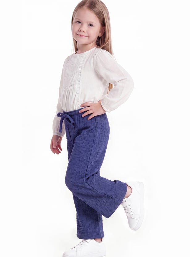 Girls Textured Wide-Leg Pants