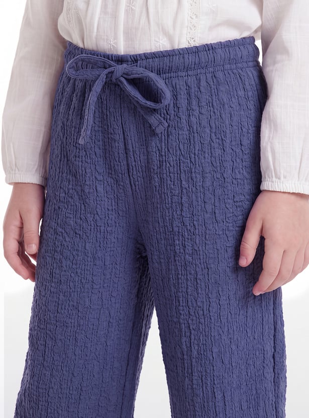 Girls Textured Wide-Leg Pants