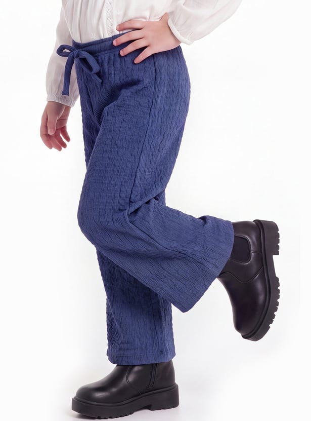 Girls Textured Wide-Leg Pants