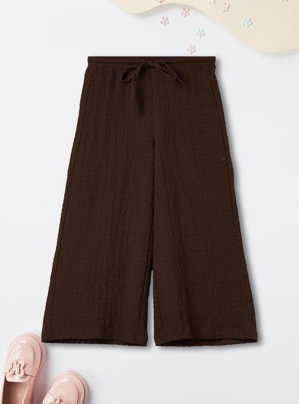 Girls Textured Wide Leg Pants