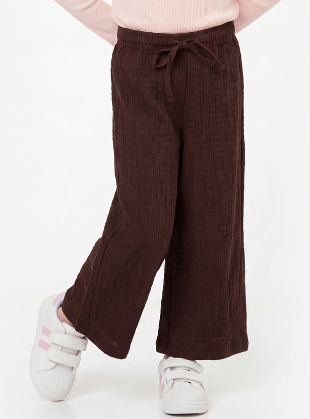 Girls Textured Wide Leg Pants