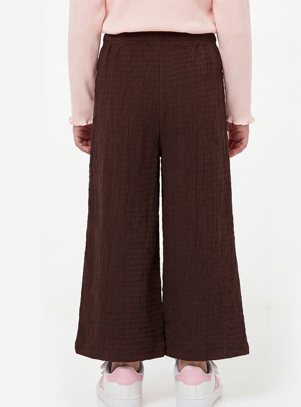 Girls Textured Wide Leg Pants