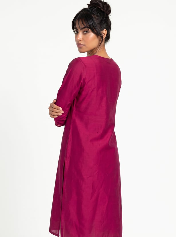 Women Embroidered Straight Kurta
