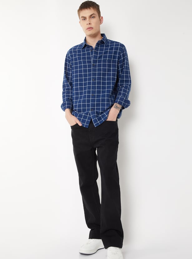 Men's Mild Distress Mid-Rise Solid Jeans