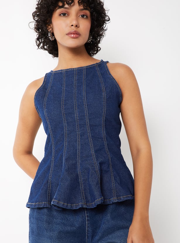 Women Denim Peplum Top