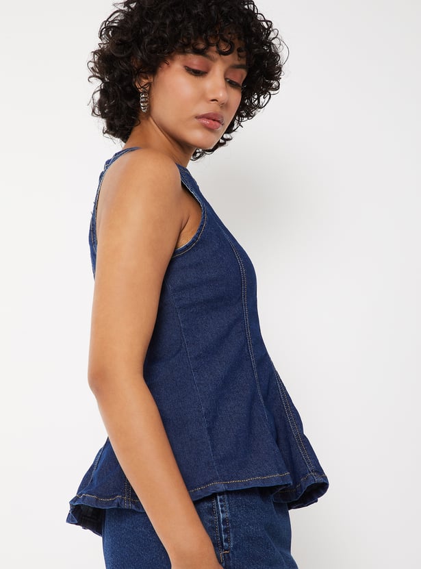 Women Denim Peplum Top