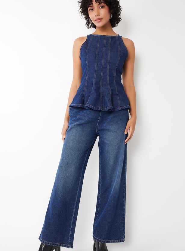 Women Denim Peplum Top