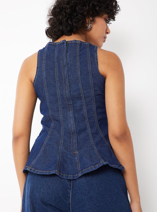 Women Denim Peplum Top