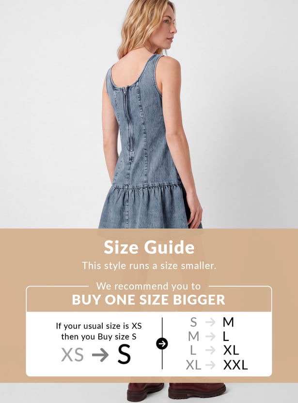 Women Drop-Waist Denim Dress