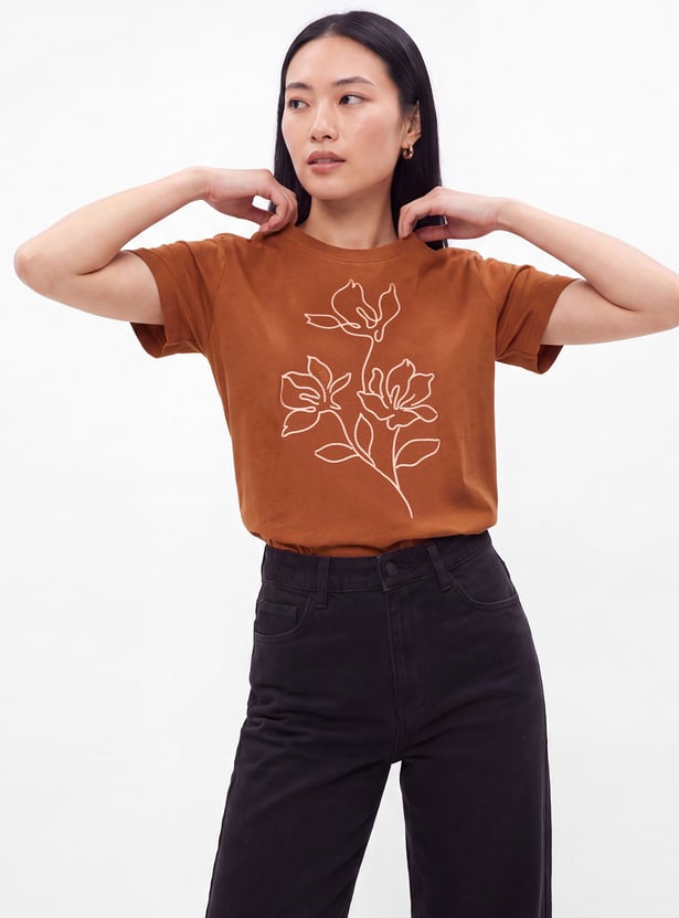Women Floral Embroidered T-shirt