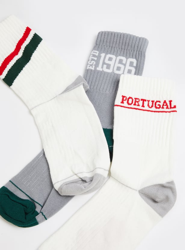 Men Assorted Crew Length Socks - Pack of 3