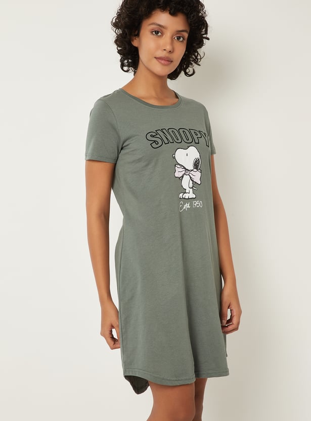 Women Snoopy Printed Nightdress