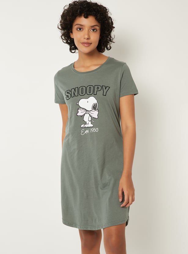 Women Snoopy Printed Nightdress