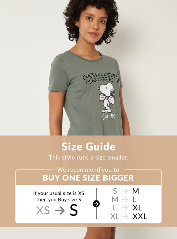 Women Snoopy Printed Nightdress