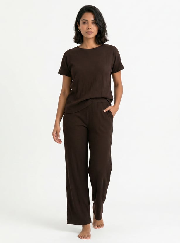 Women Solid PJ Set