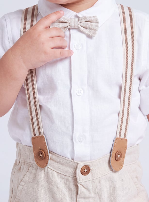 Boys Solid Shorts Set with Supensders