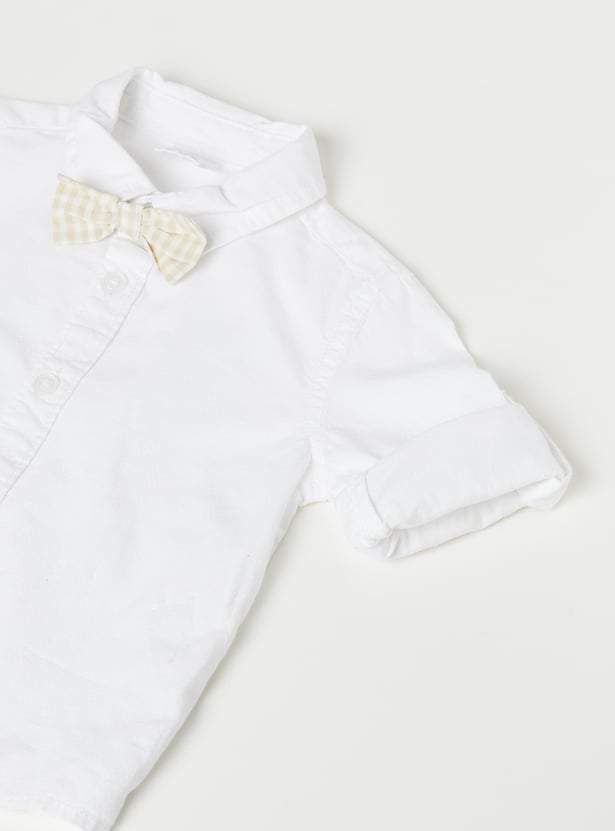 Boys Solid Shorts Set with Supensders