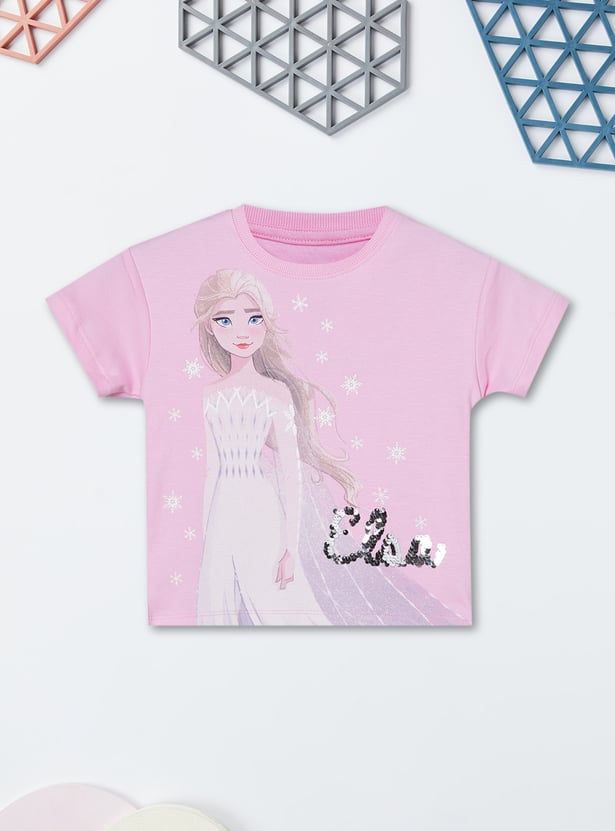 Girls Frozen Printed T-shirt