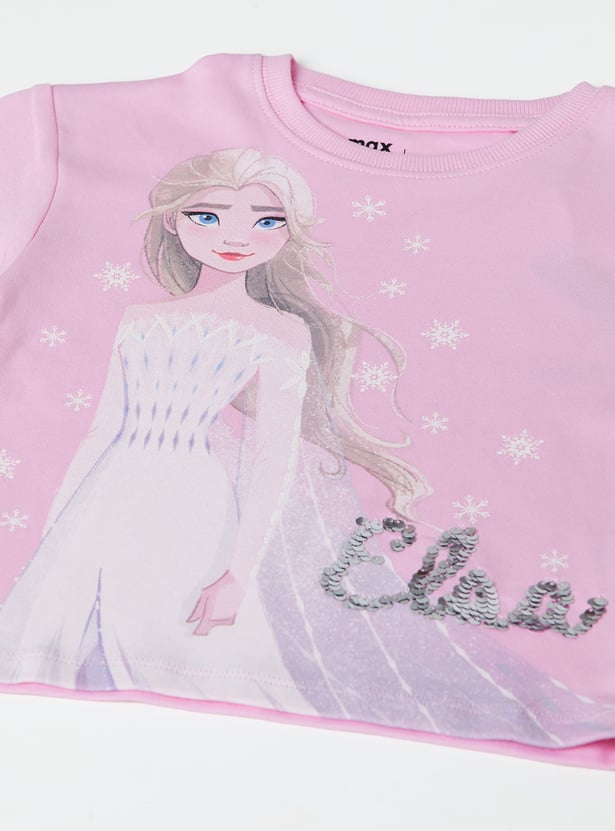 Girls Frozen Printed T-shirt