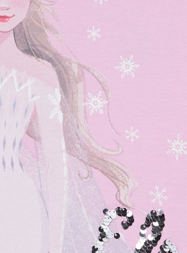 Girls Frozen Printed T-shirt