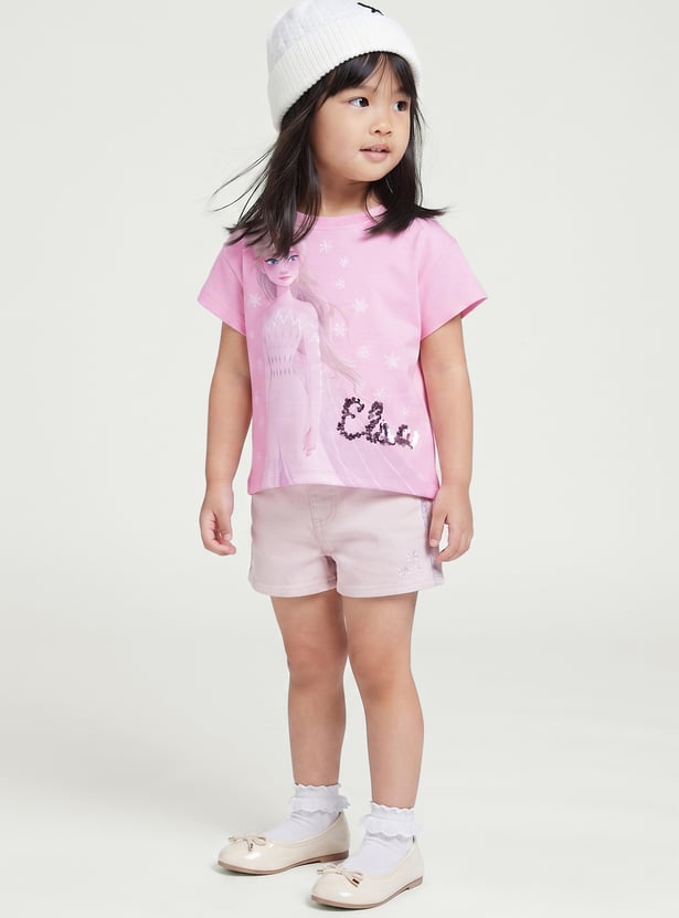 Girls Frozen Printed T-shirt