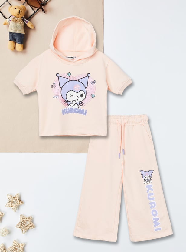Girls Kuromi Print Trousers Set