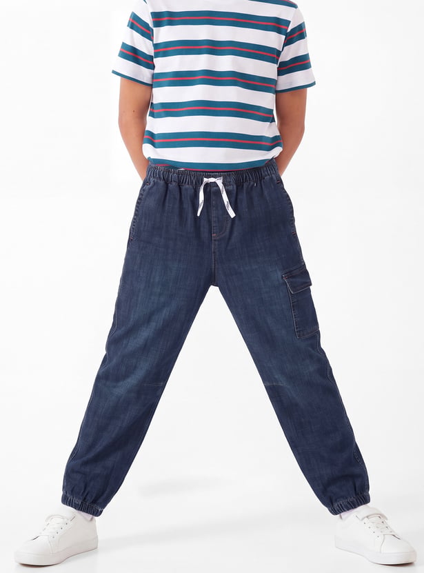 Boys Solid Cargo Joggers