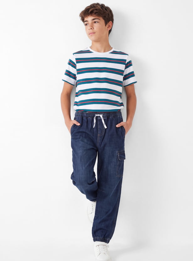 Boys Solid Cargo Joggers