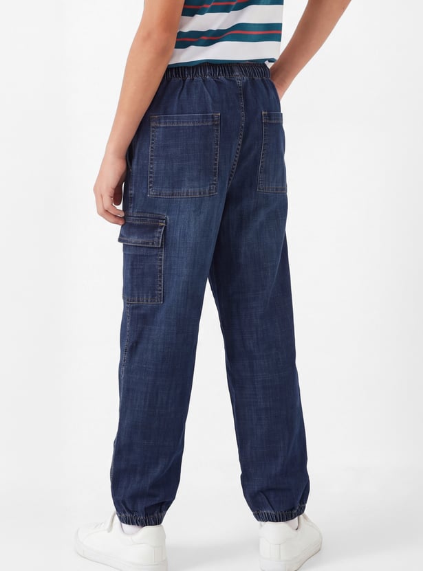 Boys Solid Cargo Joggers