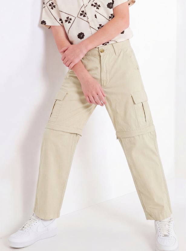 Boys Solid Cargo Pants