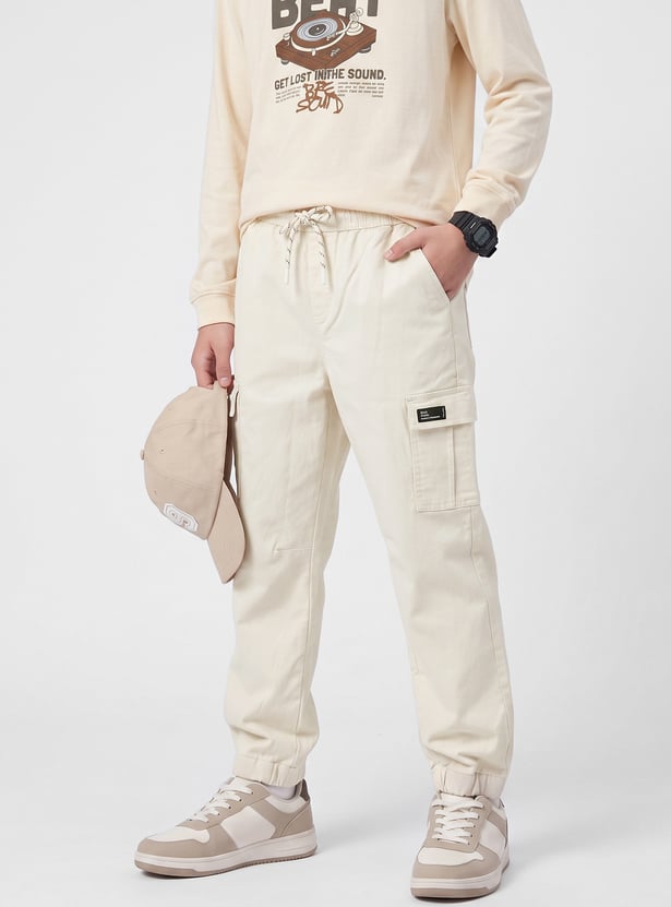 Boys Solid Cargo Joggers