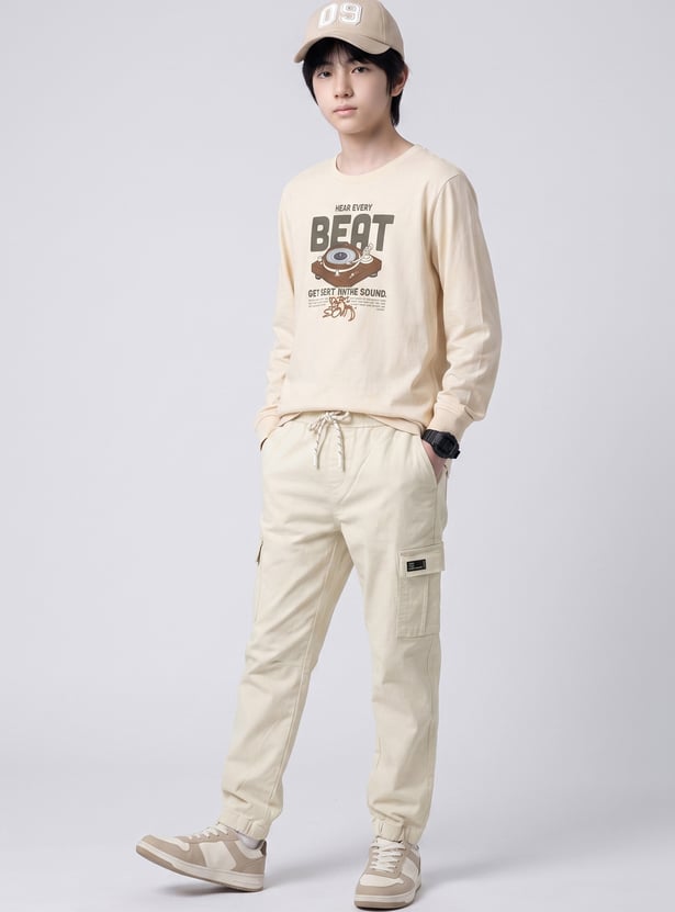 Boys Solid Cargo Joggers