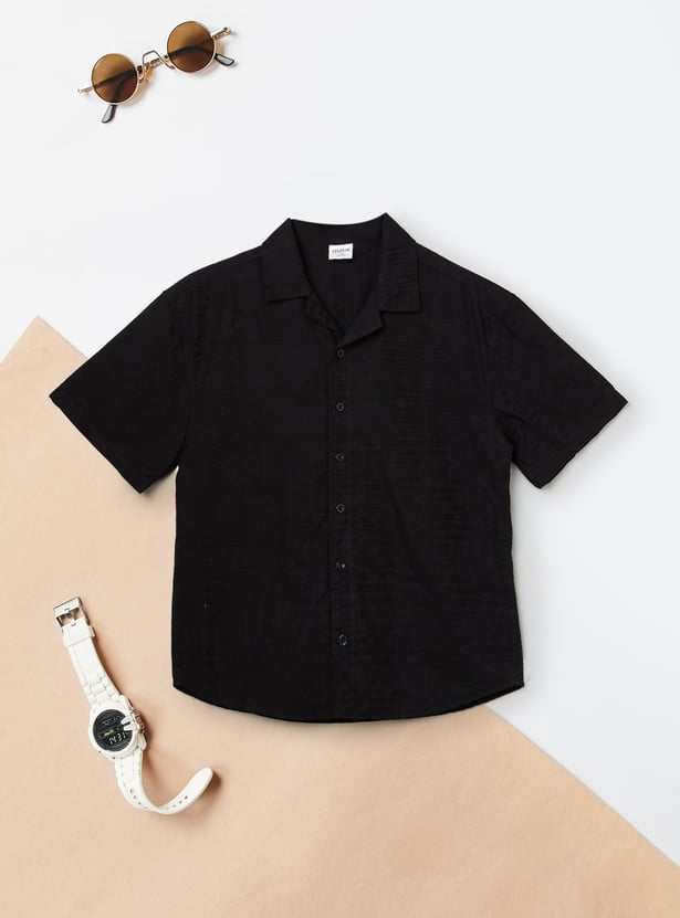 Boys Textured Oversized Shirt