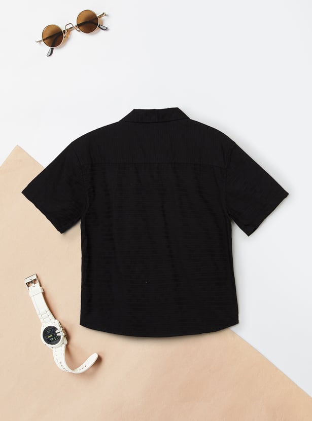 Boys Textured Oversized Shirt
